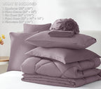 CozyLux Queen Comforter Set Dusty Purple - Bed in a Bag Queen Size 7 Pieces, Soft Bed Set for All Seasons, Bedding Set with Down Alternative Comforter, Sheets, Pillowcases & Shams, Grayish Purple