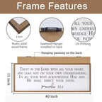 Trust in the Lord With All Your Heart Bible Verse Framed Wall Art, 40''×15'' Rustic Religious Christian Proverbs 3:5-6 Sign, Horizontal Holy Inspirational Catholic Scripture Decor