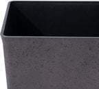 LA JOLIE MUSE 26 inch Tall Planters for Outdoor Plants,Set of 2 Tapered Planters with Trays,Iron Plastic Rectangular Tall Planters for Front Door, Patio and Deck, 26'' Iron With Tray