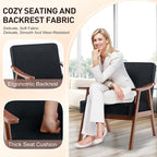 Furnimart Black Velvet Accent Chair, Mid Century Modern Living Room Chair with Wood Frame, Comfy Armchair Wingback Chair for Office Study Vanity Bedroom Waiting Room