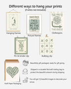 KBKBART Green Lucky Poster Set of 12, Retro Sage Green Playing Card Wall Art, Trendy Green Wall Art Aesthetic Pictures, Poker Room Decor, Funky Ace Card Prints Queen of Hearts Decor, Lucky You Poster for Bedroom Dorm Decor - UNFRAMED