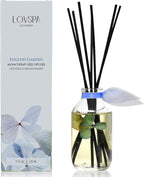 LOVSPA Reed Diffuser Set, English Garden Scented Oil Diffuser with Sticks, Home Fragrance Accessories for Bathroom Shelf Decor, Aroma Diffusers for Home or Office Desk, USA Made