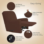 Easy-Going Recliner Stretch Sofa Slipcover Sofa Cover 4-Pieces Furniture Protector Couch Soft with Elastic Bottom Spandex Jacquard Fabric Small Checks(Recliner,Coffee) Large