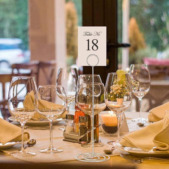 MANGZ 15 Pack 8.75 Inch Tall Table Number Holder, Place Card Holder, Wire Photo Holder Clip Perfect for Weddings, Banquets