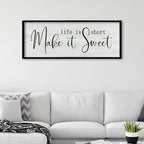 ZZJJHYWGQ Life is Short Make It Sweet Sign Wall Decor 32"×12" for Living Room Bedroom Family Lnspirational Quote Wall Art (Black)