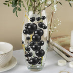 200PCS Black Faux Pearls Beads for Centerpiece Vases, Vase Filler Faux Pearls, No Holes Filler Beads for Party Anniversary Birthday Wedding Table Decor, 10/14/20/30mm