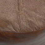 Round Shaped Goat Leather Handmade Eco-Friendly Brown Pouf - 16"x16"x16", Plain Solid, Recycled Foam With Fibre Fill Stuffed, Leather Seating PF12