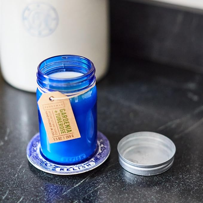 Paddywax Scented Candles Relish Collection Soy Wax Artisan Candle in Glass Jar with Lid, 9.5-Ounce, Gardenia + Tuberose