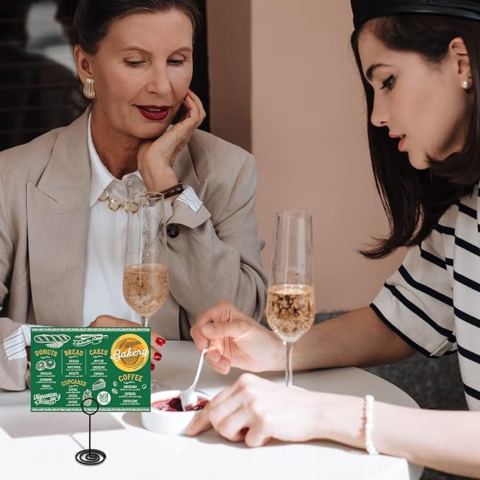 TecUnite 24 Pieces 3.35 Inch Table Number Holder Place Card Photo Holder Picture Name Menu Clips Memo Cards Stand for Wedding Reception Anniversary Birthday Party Centerpieces (Black)