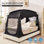Privacy Blackout Sleep Bed Tent for Adults Kids Portable Bed Canopy Lightweight Breathable Mesh Windows Tents