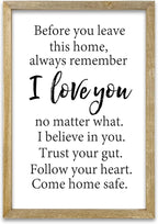 Before You Leave This Home Sign Wall Decor 16x11 Inch I Love You Inspirational Entryway Wood Framed Wall Hang Art (Wood)
