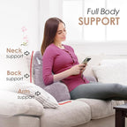 Nestl Reading Pillow Standard Bed Pillow, Back Pillow for Sitting in Bed Shredded Memory Foam Chair Pillow, Reading & Bed Rest Pillows Dusty Purple Back Pillow for Bed Chair Arm Pillow with Pockets