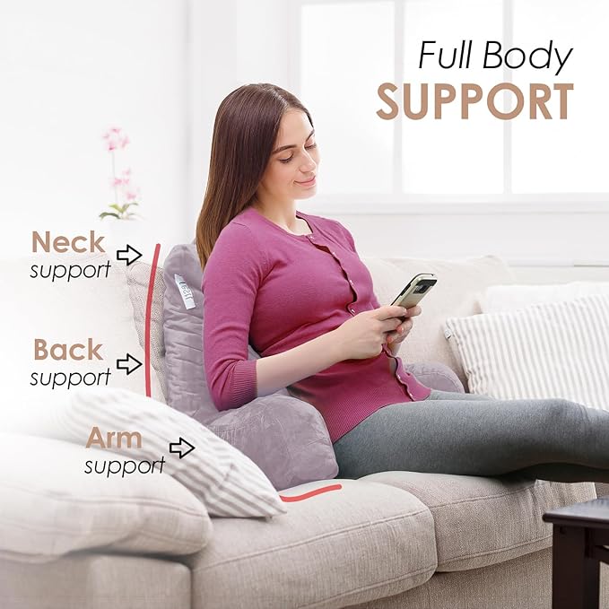 Nestl Reading Pillow for Kids, Small Bed Pillow, Back Pillow for Sitting in Bed, Memory Foam Chair Pillow, Reading & Bed Rest Pillows, Dusty Purple Back Pillow for Bed, Arm Pillow with Pockets