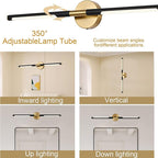 BONLICHT Bathroom Light Fixtures Over Mirror 24 Inch, 12W 350°Rotatable Dimmable 2700-5500K LED Wall Vanity Light Bar Black and Brushed Brass Modern Bathroom Vanity Lights picture and display lighting