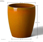 Emissary Bullet 14 in. Bright Orange Ceramic Round Planter (14 in. L x 14 in. W x 15.5 in. H) with Drainage Hole