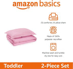 Amazon Basics 2 Piece Microfiber Kid's Comforter and Pillow Sham Set, Toddler, Light Pink, Solid