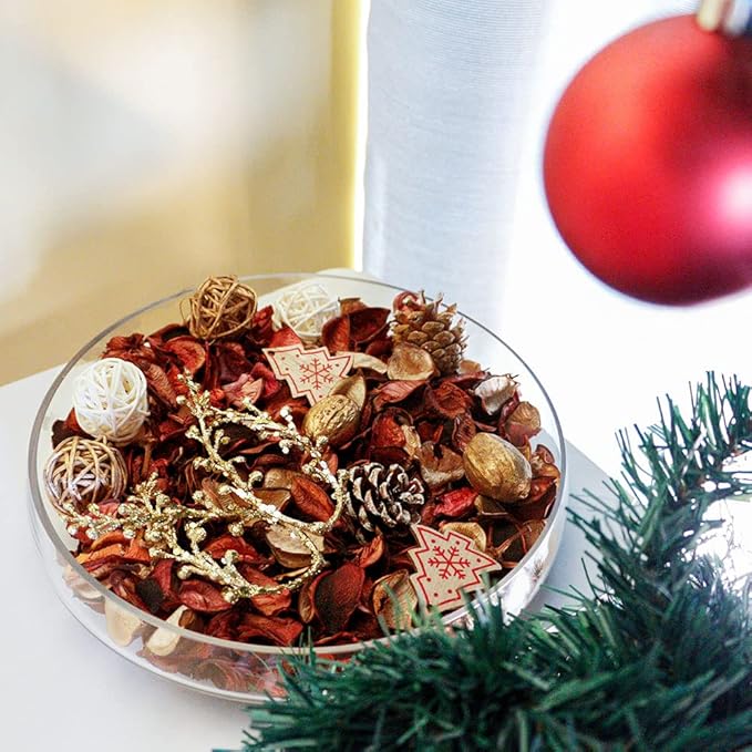 Qingbei Rina Gold Potpourri Bags,Tea Scented Potpourri Bowl Filler Dried Flower, Home Fragrance Sachet of Petal, Decorative Vase Decor,8.4 oz(Gold and Red)