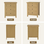 Harvin 3 Drawers Nightstand, Solid Wood End Table with Pull-Out Shelf, Timeless Classic Side Table for Bedroom, Living Room or Home Offices