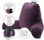 Nestl Reading Pillow Large Bed Pillow, Back Pillow for Sitting in Bed Shredded Memory Foam Chair Pillow, Reading & Bed Rest Pillows Purple Back Pillow for Bed, Bed Chair Arm Pillow with Pockets
