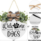 Asoulin Welcome Wreath 'We Hope You Like Dogs' Spring Decor Farmhouse Door Sign for Front Door Decor - Welcome Wreath Hanging Sign for Dogs Lovers Housewarming Gift