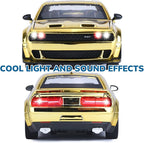 Car Toys for Boys 1/24 Diecast Cars Hellcat SRT Collectibles Model Kit,Pull Back Metal Toy Car with Lights and Sounds,Toy Cars for Boys Age 4-7（Gold）