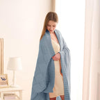 CozeCube Check Knit Throw Blanket, Dusty Blue Checkered Throw for Couch, Decorative Christmas Soft Cozy Warm Knitted Blanket for Bed Sofa Living Room, 50"X60"