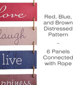 EXCELLO GLOBAL PRODUCTS Large Hanging Wall Sign: Rustic Wooden Decor (Home, Family, Love, Laugh, Live, Happiness) Hanging Wood Wall Decoration (11.75" x 32")
