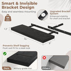 24 Inch Floating Shelves for Wall Set of 2, 8"D Wood Grain Bathroom Shelves with Invisible Brackets, Easy Install Engineered Wood Storage Shelves for Kitchen, Living Room, Bedroom, Black Finish