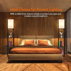 OUTON Floor Lamp with Shelves, LED Shelf Floor Lamp with USB & Type C Ports, 1 AC Outlet, 3 Color Temperature, Storage Display Wood Column Tall Standing Lamp for Living Room, Bedroom Office, Walnut