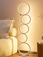 NUÜR 43.3" Modern Floor Lamp, LED Floor Lamp for Living Room, Dimmable, Circle Standing Lamp, Energy-Saving, Unique Lamp for Bedroom, Office, Home