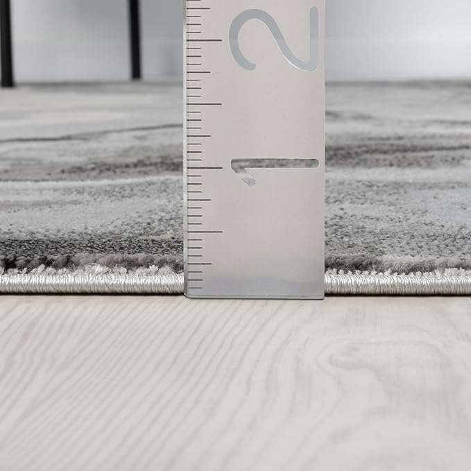 Abani Regal Collection Area Rug - Abstract Dark Grey Cracked Stone Design - 4' x 6' - Washable - for Living Room, Bedroom & Office