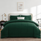 CozyLux King Size Comforter Set Emerald Green, 7 Pieces Bed in a Bag, Green Comforter King Size, All Season Bedding Sets with Stitch Quilted Comforter, Flat Sheet, Fitted Sheet, Pillowcases
