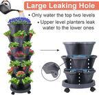 Vertical Planter 7 Tier Stackable Planters Garden Planters Strawberry Herb Flower and Vegetable Planter Indoor Outdoor Gardening Pots with Removable Wheels and Tools