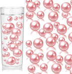 200PCS Dark Pink Faux Pearls Beads for Centerpiece Vases, Vase Filler Faux Pearls, No Holes Filler Beads for Party Anniversary Birthday Wedding Table Decor, 10/14/20/30mm