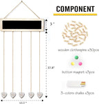 Picture Frames Collage Display Board with 30 Clips - Multi Photos Cards Organizer with Adjustable Twines and Magnetic Blackboard - DIY Wall Decor Hanging Picture Holder 15.7x5 Inches