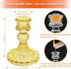 Glass Candlestick Holder,Striped Taper Candle Holders,Set of 6 Candle Stand for Table Centerpieces, Home Decor,Weddings,Festival and Parties (Yellow Dimond)