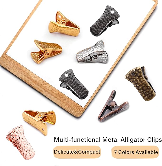 35 Pack Mini Metal Alligator Clips for Crafts Non-Slip Silicone-Coated Retro DIY Badge Small Spring Clips (Black)