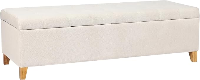 Joveco Storage Ottoman Bench, 51" Rectangle Long Bench, for Bedroom, End Foot of Bed, Living Room, Entryway, Beige