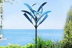 LimeHill Wind Spinner for Yard and Garden - Large Metal Kinetic Wind Sculptures for Outdoor Decorations (Blue Magnolia)