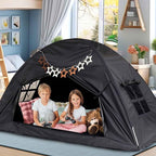 Bed Tent for Kid Twin Size Bed Canopy,Sensory Breathable Privacy Space Sleeping Drafty Room Dream Tents Indoor Play Tent Black-Out Kid Sleep Tent（Black,Full）