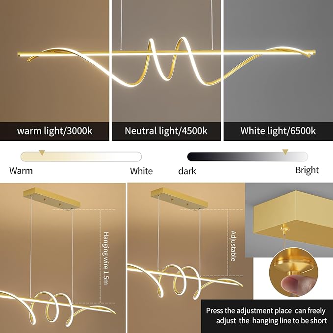 Modern Chandelier, Dimmable LED Pendant Light, Ring Chandelier for Living Room, Dining Room, Kitchen, Bedroom