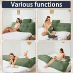 Headboard Wedge Pillow with 2 Pack Neck Roll Pillow Large Headboard Pillow Soft and Supportive with Removable Cover (sage Green, Twin: 39x8x20 Inches)