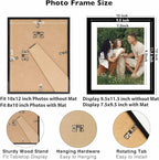 12 Packs 10x12 Picture Frames, Display 8x10 with Mat or 10x12 Without Mat, Gallery Wall Frame Set, 10 by 12 Frames Bulk Set of 12 Collage Wall Decor Photo Frames Set for Wall and Tabletop, Black