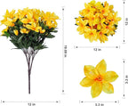 INSPRING Artificial Fall Flowers for Outdoors, 3 Bundles Fake Plants Silk Azalea Bouquet UV Resistant Realistic Faux Fall Flowers for Outdoor Planters Front Door Patio Garden Walkways Home, Yellow