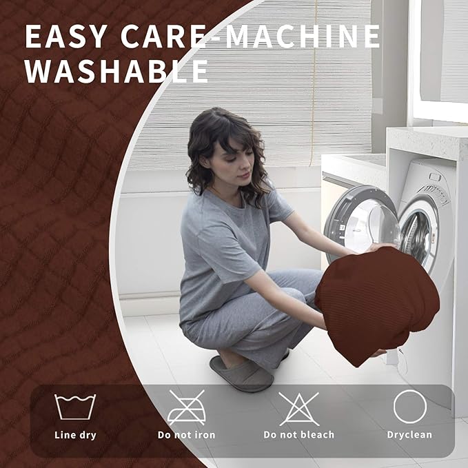 Easy-Going 4 Pieces Oversized Recliner Stretch Sofa Slipcover Sofa Cover Furniture Protector Couch Soft with Elastic Bottom Polyester Spandex Jacquard Fabric Small Checks Coffee, X-Large