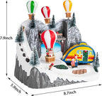 Christmas Village Collectible Buildings Christmas Village Houses Hot Air Balloon with LED Lights Musical USB Indoor Display Figurines Xmas Decoration