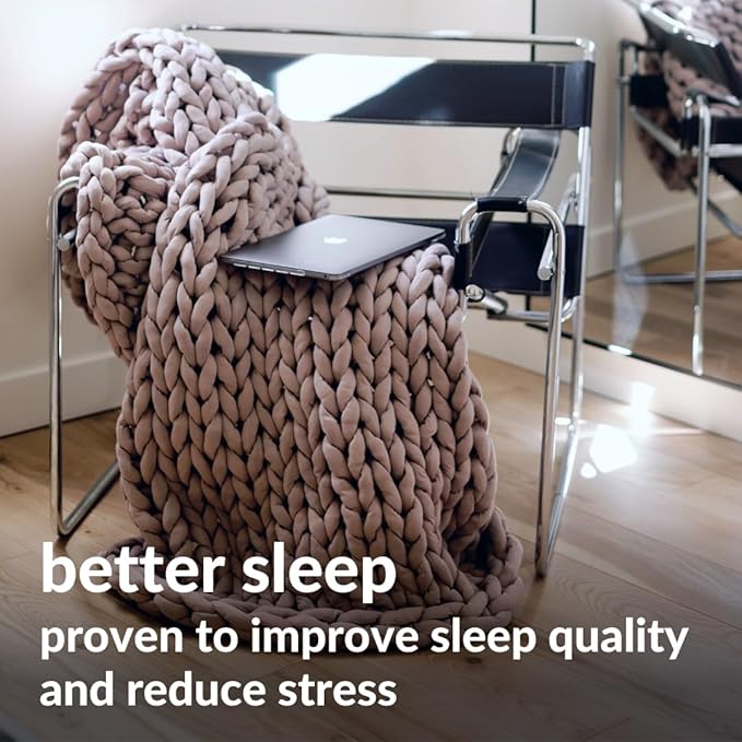 Nuzzie Chunky Knit Blanket - Breathable, Cooling, Hand Made Knit Throw Blanket for Sleep - Machine Washable, Stylish Decor Design (Dusty Rose, Throw | 12lbs | 44"x60")