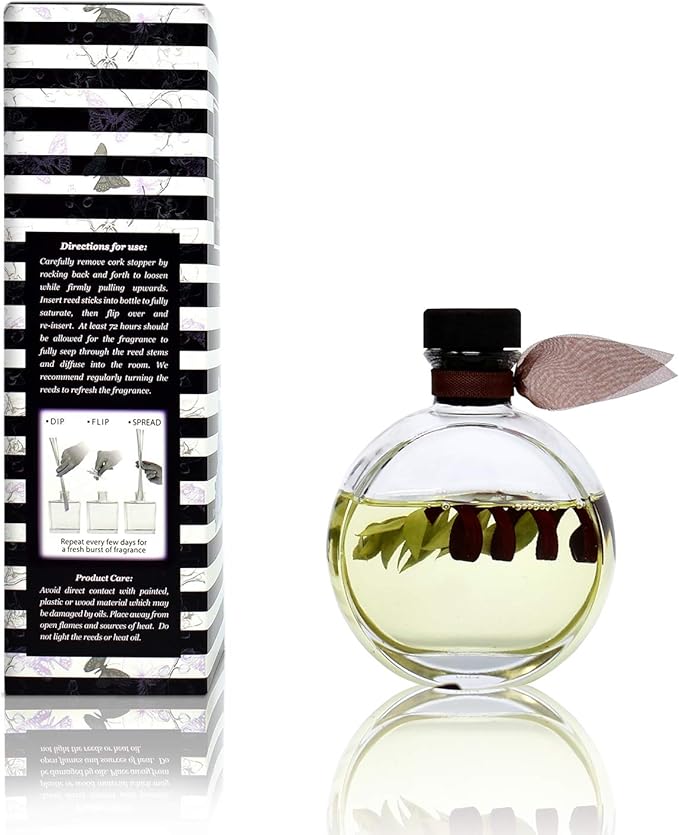 LOVSPA Reed Diffuser Set, Sandalwood & Green Citrus Scented Oil Diffuser with Sticks, Home Fragrance Accessories for Bathroom Shelf Decor, Aroma Diffusers for Home or Office Fall Decor, USA Made