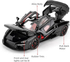 1:24 Scale Car Model Compatible for Collectible McLaren Senna Super Sports Car Toys, Zinc Alloy Pull Back Toy Vehicle with Sound and Light for Adult Boys Girls 3 4 5 6 7 8 (Black)