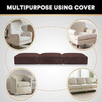 PrinceDeco Velvet Couch Cushion Covers 3 Pieces Velvet Separate Couch Cover Stretch Sofa Slipcover Washable Furniture Protector for Sectional Sofa Each Width Up to 40", Brown